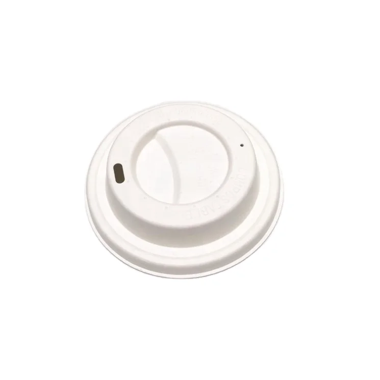 80mm Sugarcane Bagasse Cup Lid One-use Paper Lid Biodegradable Bagasse Coffee Cup Lid