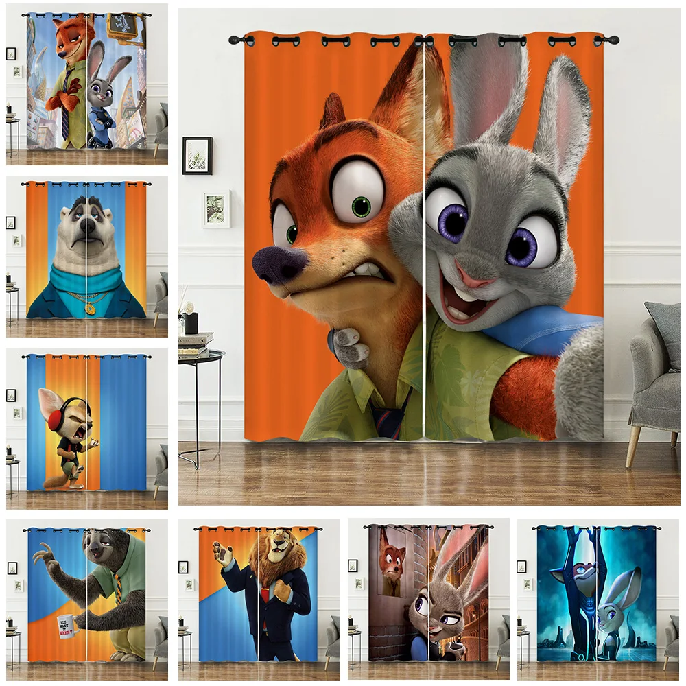 Hot sale custom printed shower curtain polyester cartoon Zootopia curtain