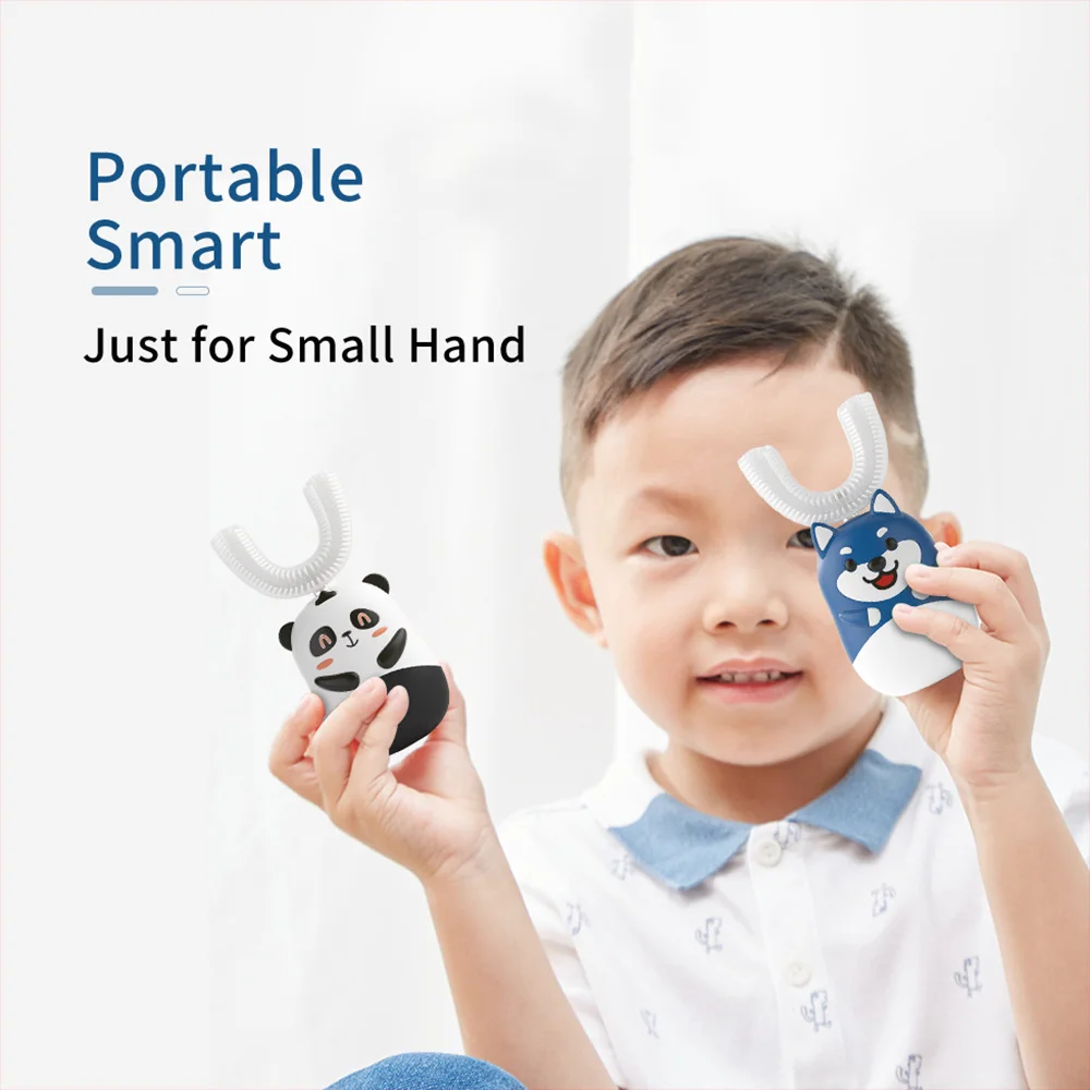  360 U-Type Cartoon Automatic Rechargeable Sonic Whitening Ultrasonic Kids Electric Toothbrush Children Tooth