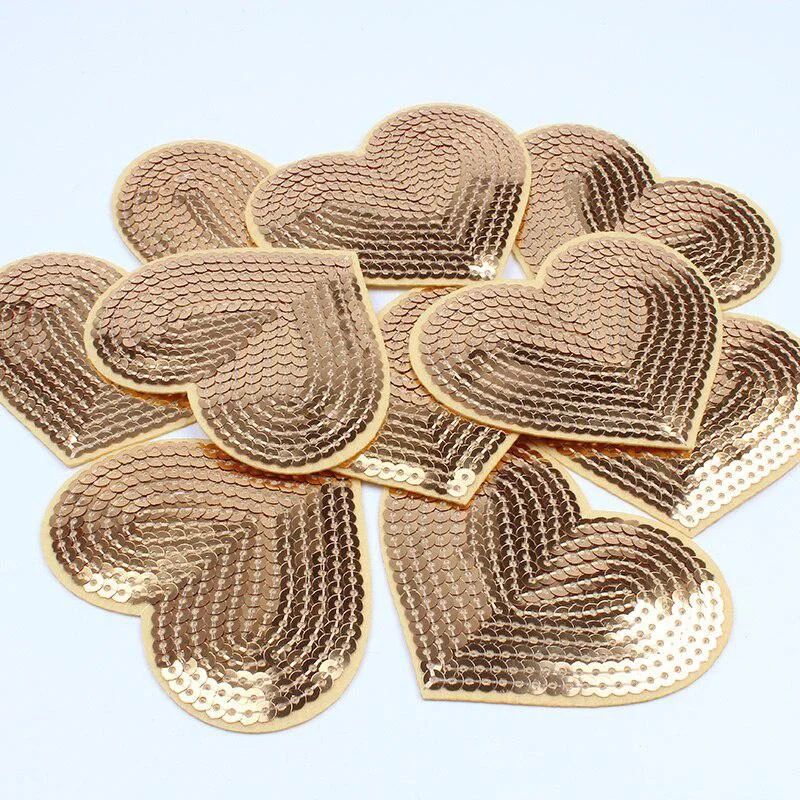 Heart Sequined Patch Iron On Patch Stickers For DIY Sewing Stickers Garment Jeans Backpack Shoes Cloth Decor