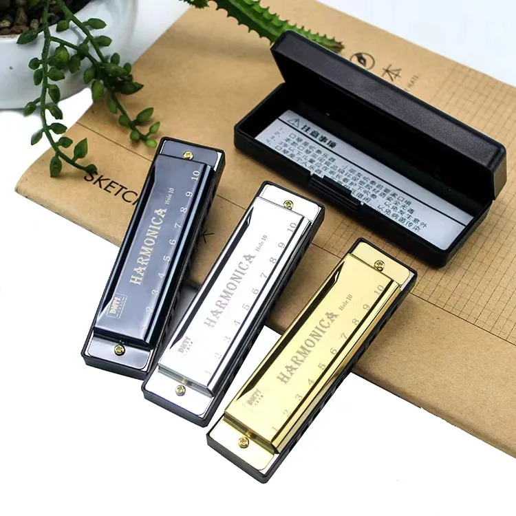 Kids blues chromatic harmonicas professional 10 holes sets harmonica musical instrument