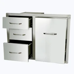 Outdoor Kitchen / Bbq Island Stainless Steel Triple Storage Drawers