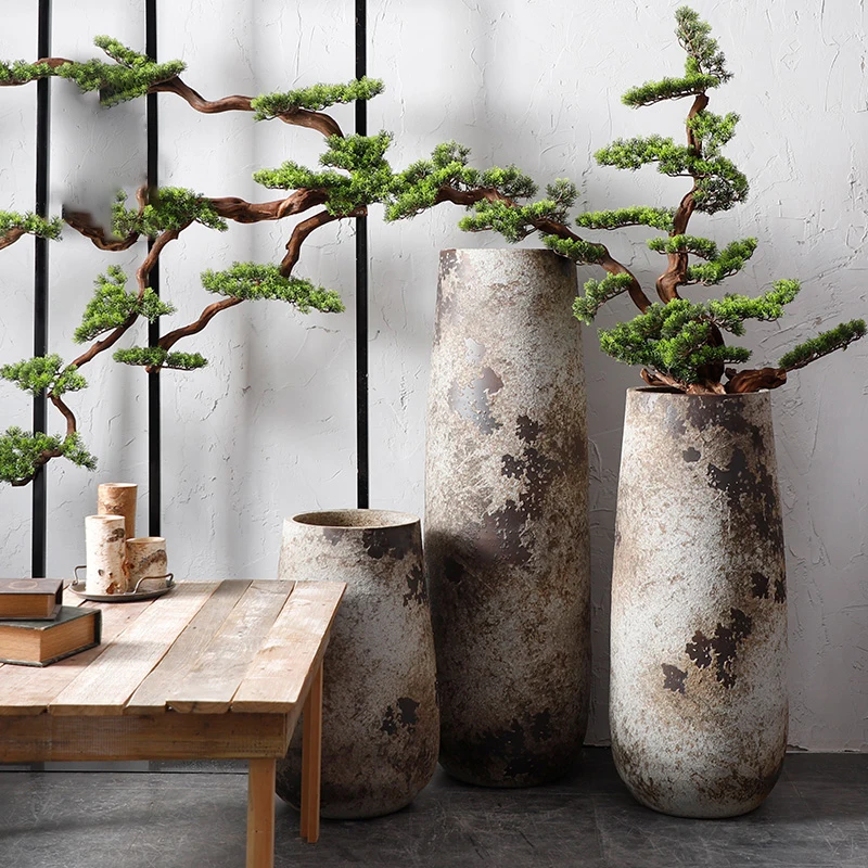 matte ceramic tall retro shabby chic decoration home large floor antique rustic vase