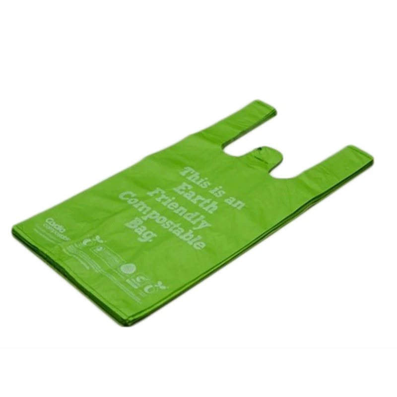 
Customized t shirt bags 100% Biodegradable t-shirt Carry Bags Logo Printing Corn Starch Plastic 
