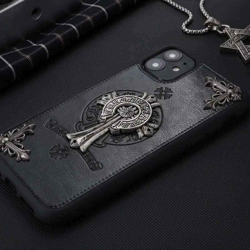 Fashion brand cross soft leather phone case for iphone 11 12 13 14 15 plus/pro/pro max