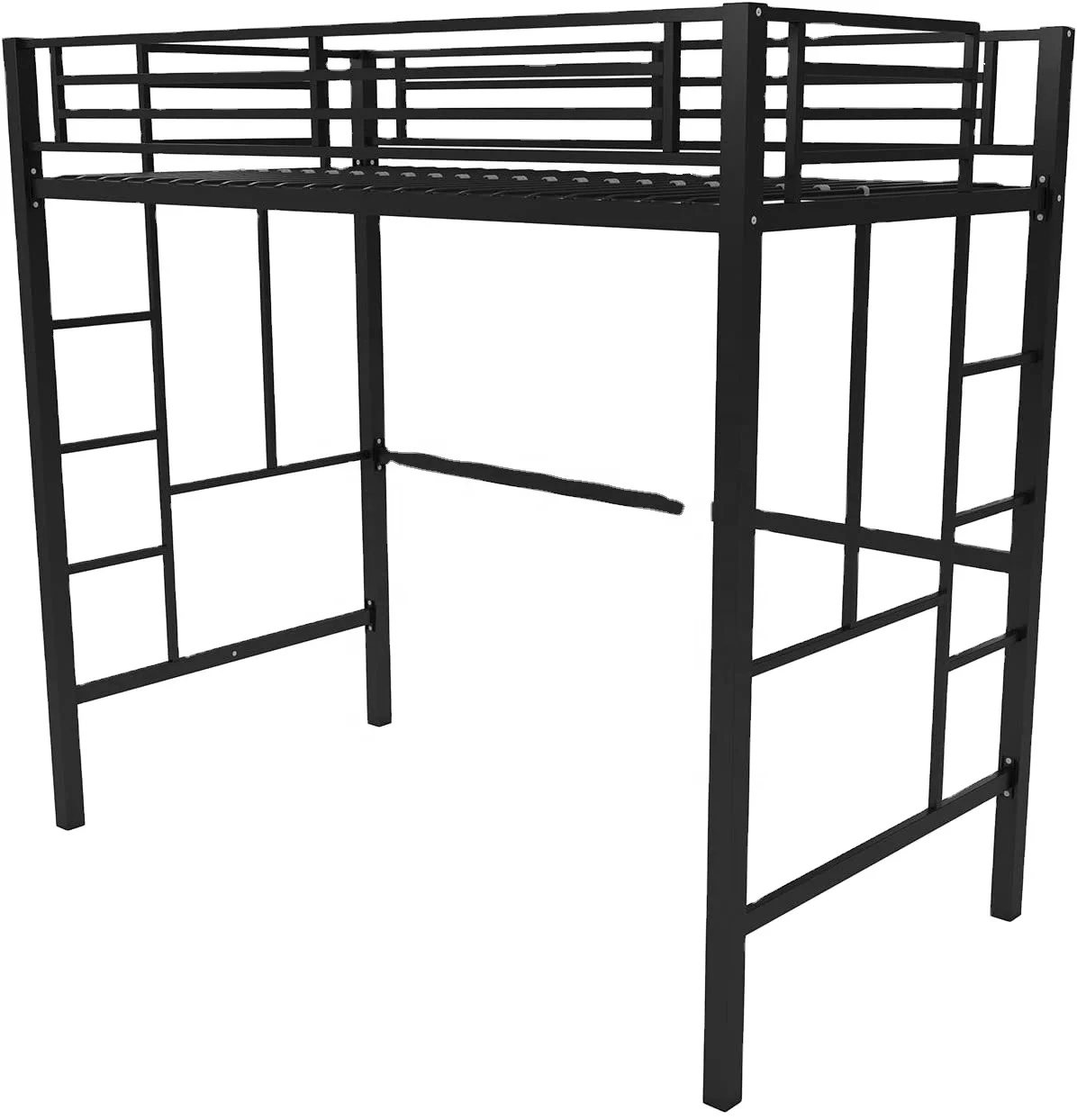 Wholesale Above the bed  below the table three layer school students bed metal  bunk  bed frame for one two three