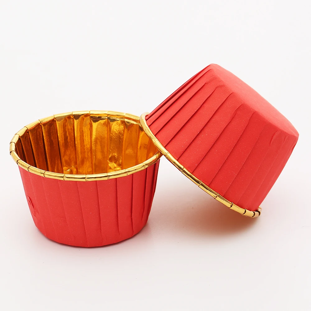 Low Price Wholesale Red Roll-Mouth Cupcake Cups Muffin Cups Aluminum Cupcake Cups For Wedding