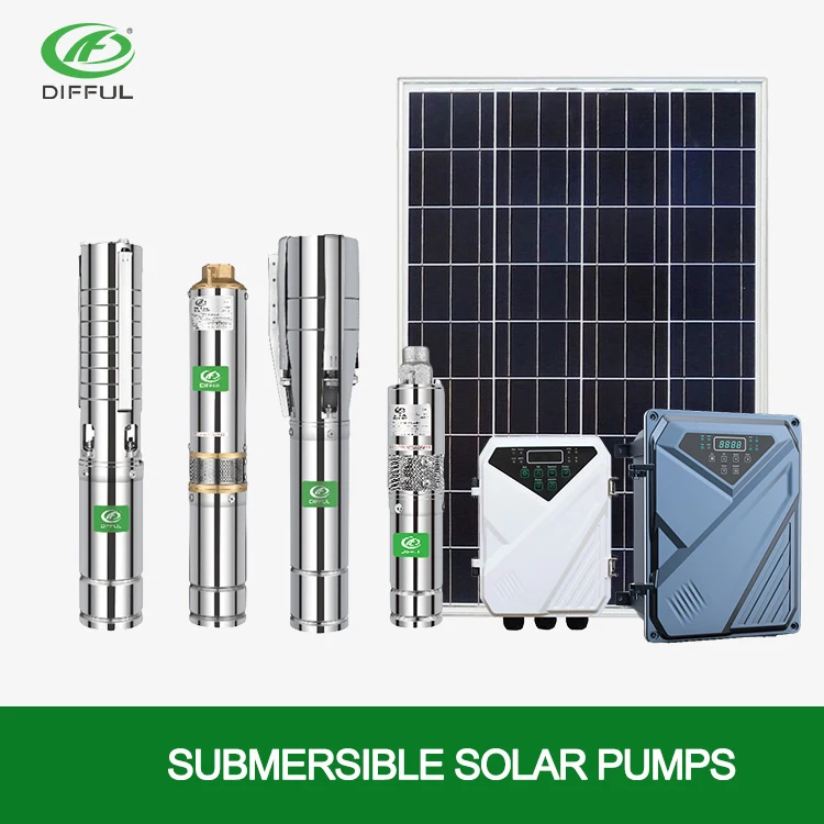 Difful solar powered submersible pumps system bombas solares sin controlador