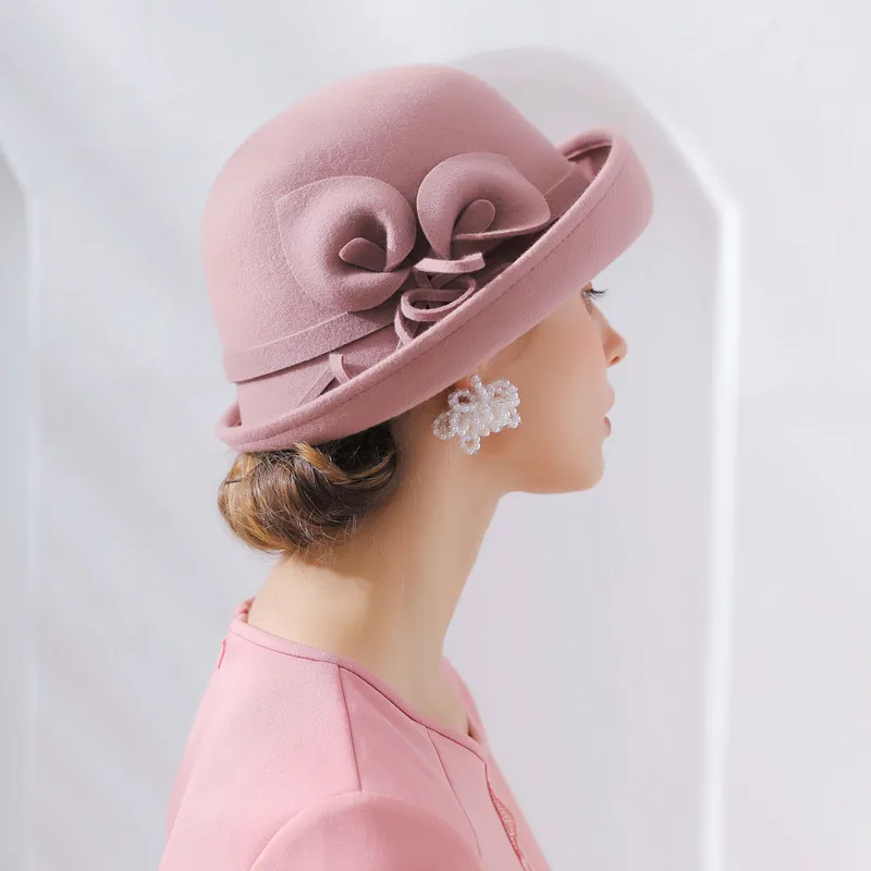 
KQ0080 New Vintage Women Ladies Floppy Roll Brim Wool Fashion Caps Fall Hat Fedora Hats Women 