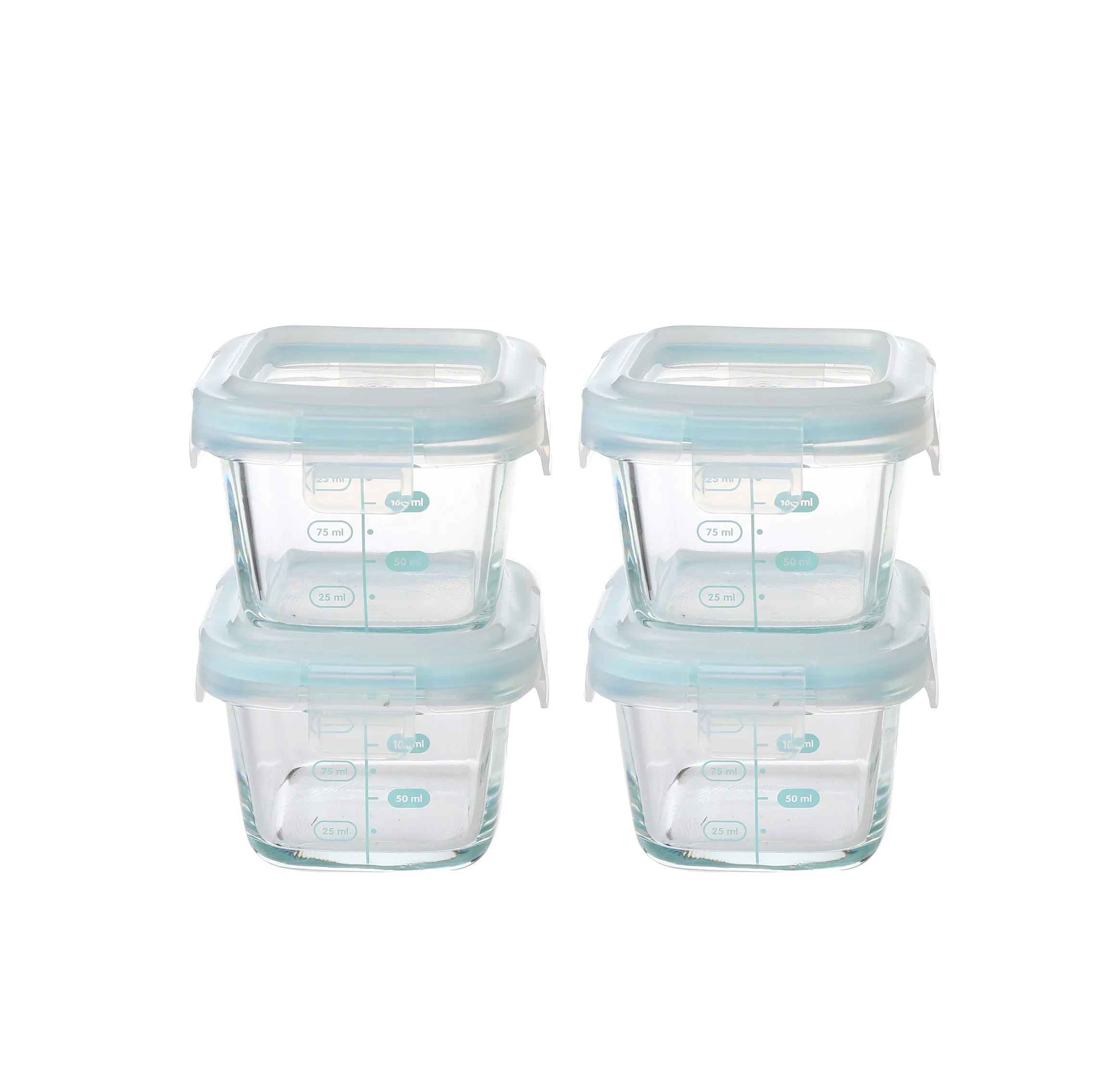 baby glass food container mini with scale heat resistant watertight glass baby food storage containers