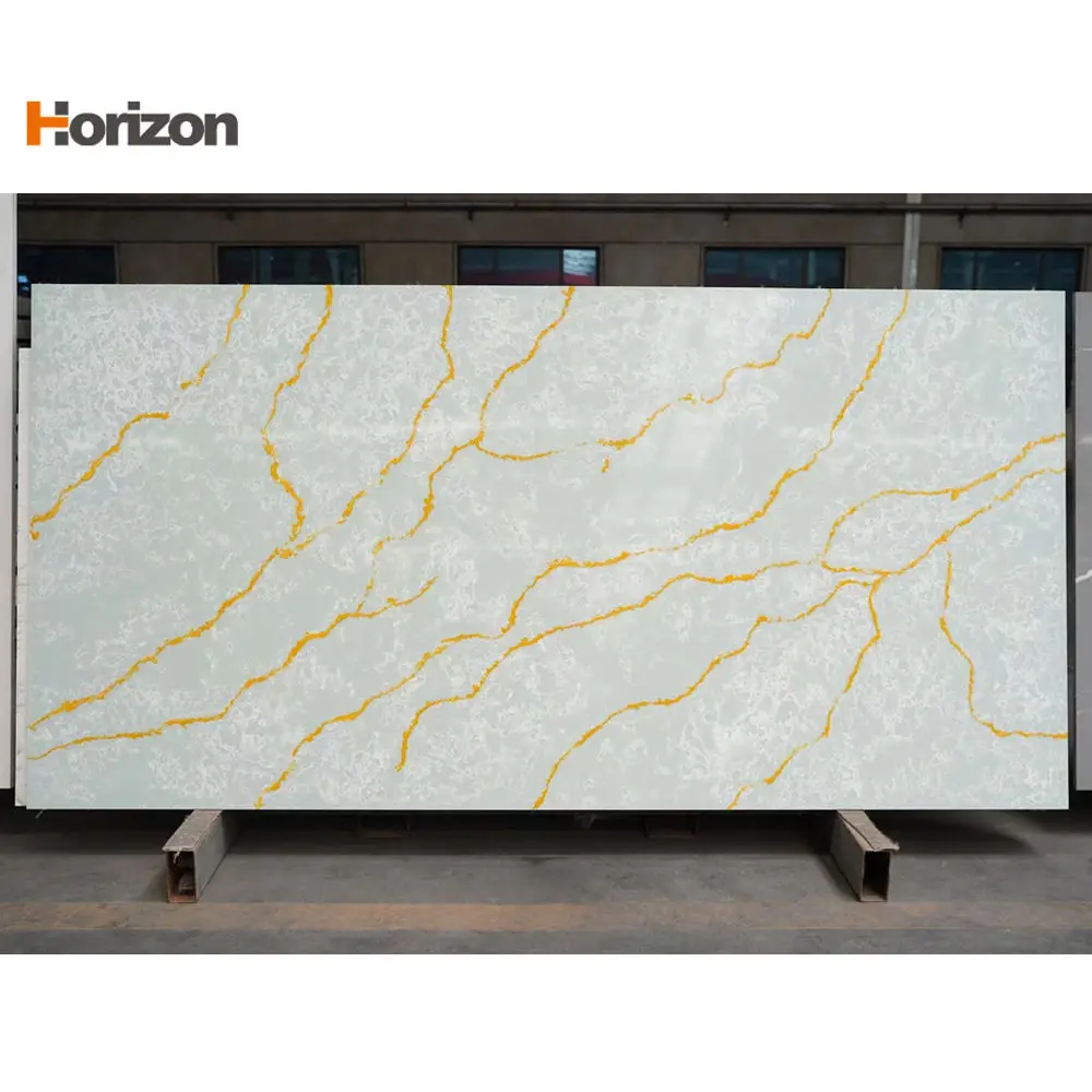 2024 Horizon 3200x1600 Calacatta White Polished Surface Bookmarked Artificial Quartz Natural Marble Stone Countertop Slabs