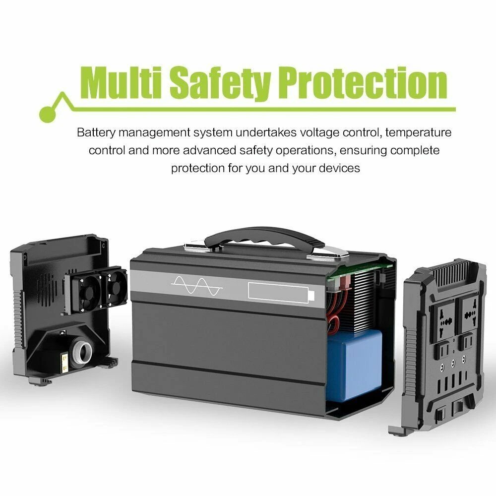 Portable power bank 220v 110v electricity EU USA charger four USB portable power pack lithium battery 500w output