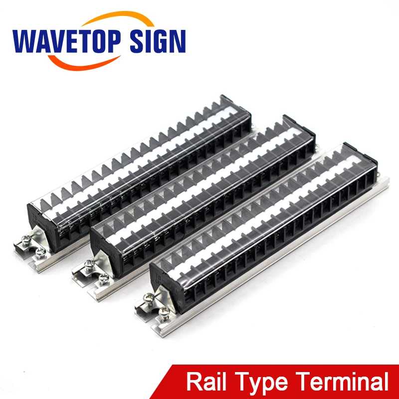 WaveTopSign Rail Terminal Block Connector Current 15A Voltage 600V 20-Position Terminal Block Wire Cross Section 1.5mm2