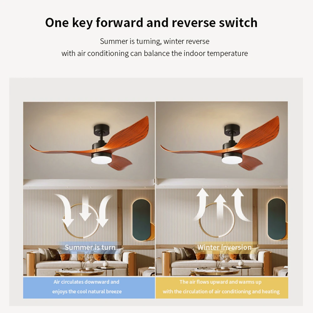 AIERTEC 52' Modern All Copper Motor 3 ABS Blades Ceiling Fans With Light Remote For Bedroom Living Room Patio