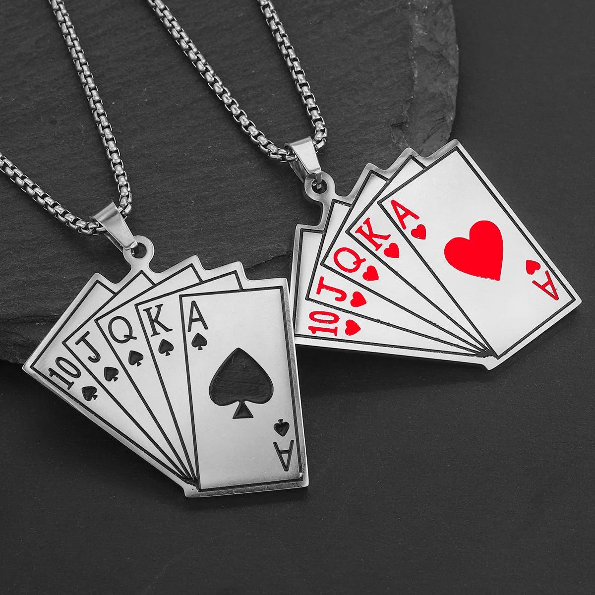 Fashion Stainless Steel Ace of Spades Poker Pendant Necklace Personality Playing Cards Necklaces Jewelry