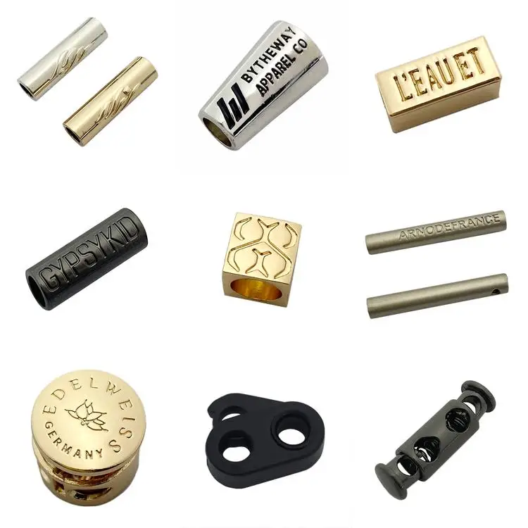 Newest leather draw end lock customized metal cord stopper with logo