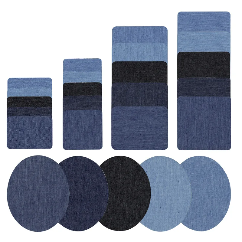 denim iron on custom fabric patch assorted colors, sew on patches different shapes