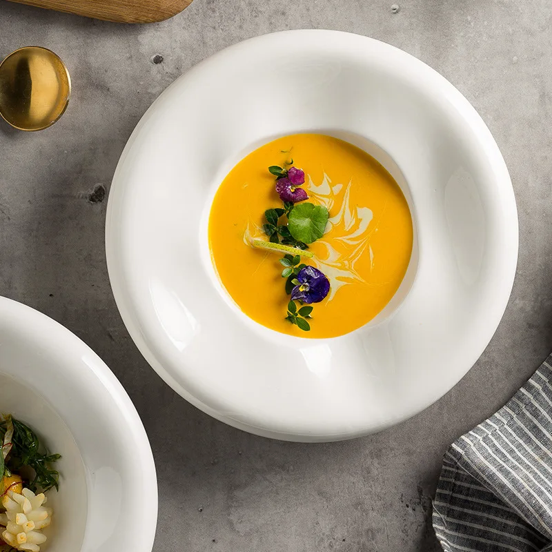 Creative irregular plate ceramic soup home deep dish plate underglaze color hotel tableware plate
