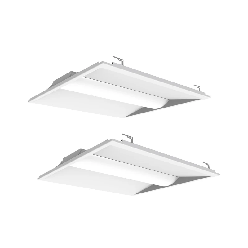Dimmable drop ceiling 2x4 led troffer light fixture with emergency backup battery