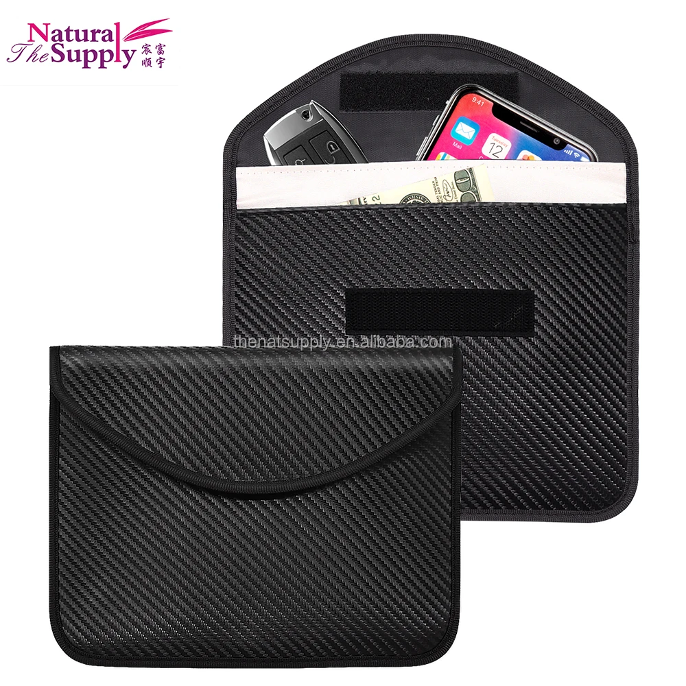 Factory Wholesale Waterproof Carbon Fiber Faraday RFID Car Key Signal Blocking Pouch For cellphone Car Keys Bank Cards