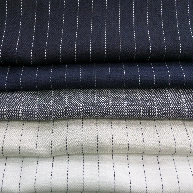 Cotton and linen twill yarn-dyed linen striped striped fabric Fishbone grain blazer fabric