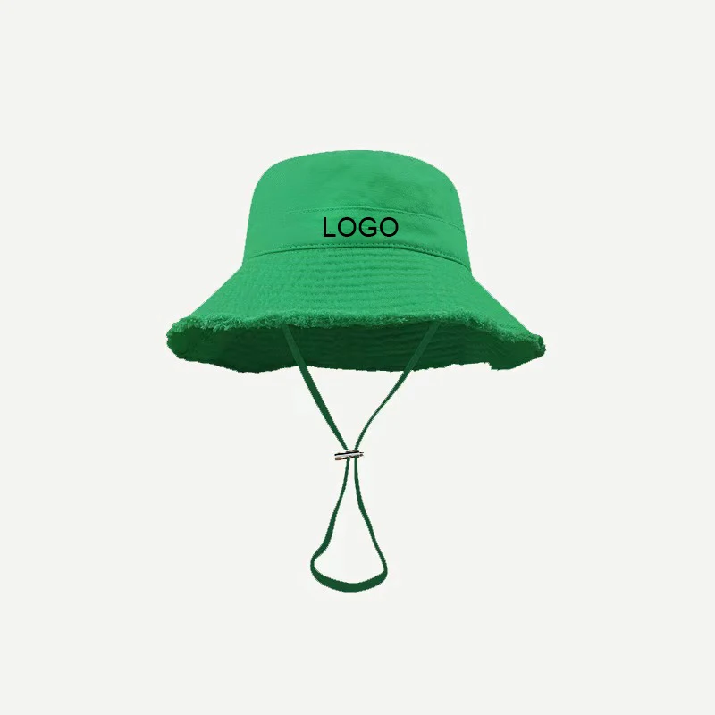 Summer Wash Sling Sunblock Bucket Hat with Furred Edge Custom Logo and Sun Protection for Beach Use