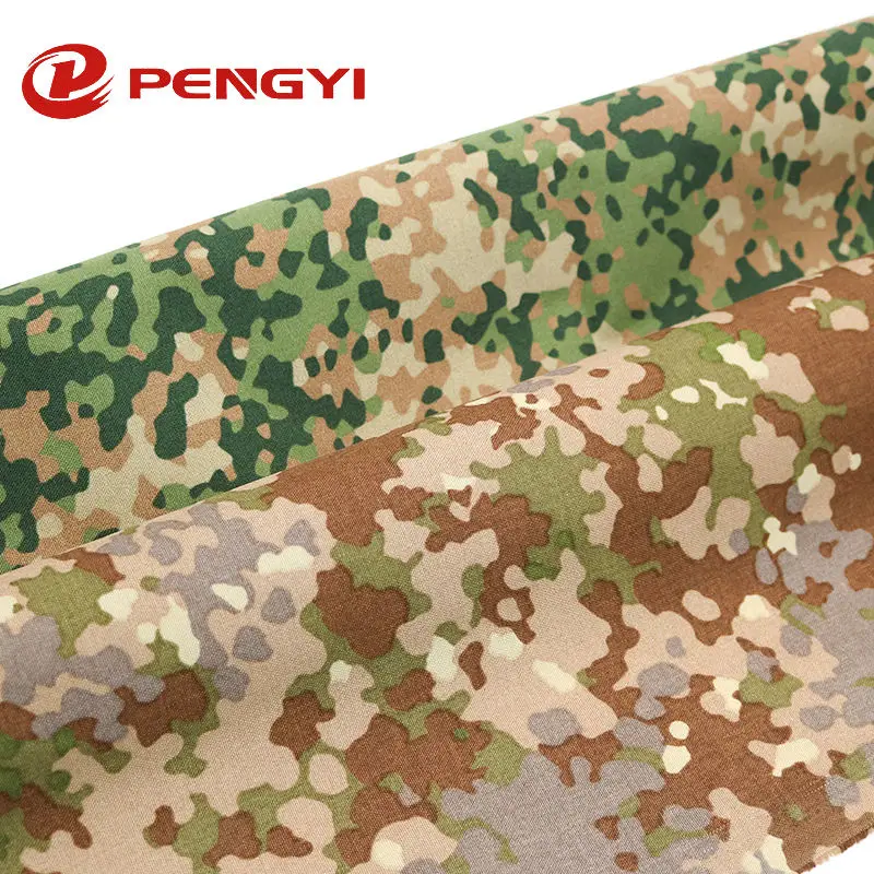 Camouflage Oxford Fabric Pu Coated Tactical Gear Material Waterproof 50% Nylon 50% Cotton Fabric