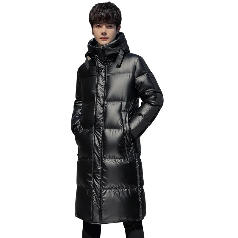 Big Tall Plus Size Whole Sale Glossy Puffer Unisex Thicken Long Style Coat Outdoor Man Goose Duck Down Jacket For Winter