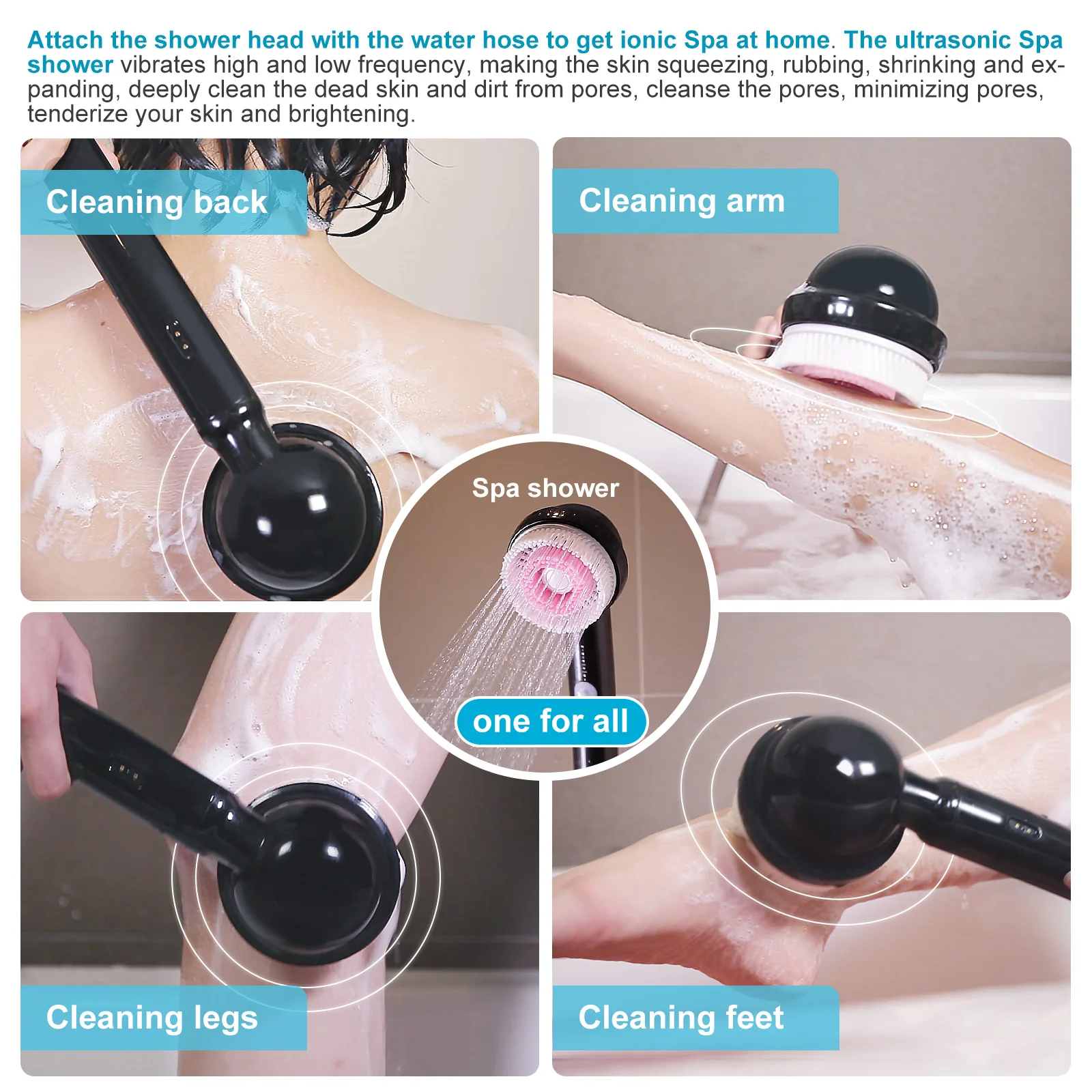 Multi-function Exfoliation Massage Shower Clean Brush Electric Hand Held Body Scrub Brush