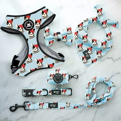 2021 Adjustable Dog Accessories Sublimation Dog Harness Set Custom Personalized Neoprene Pet Dog Chest Harness Collar and Leash
