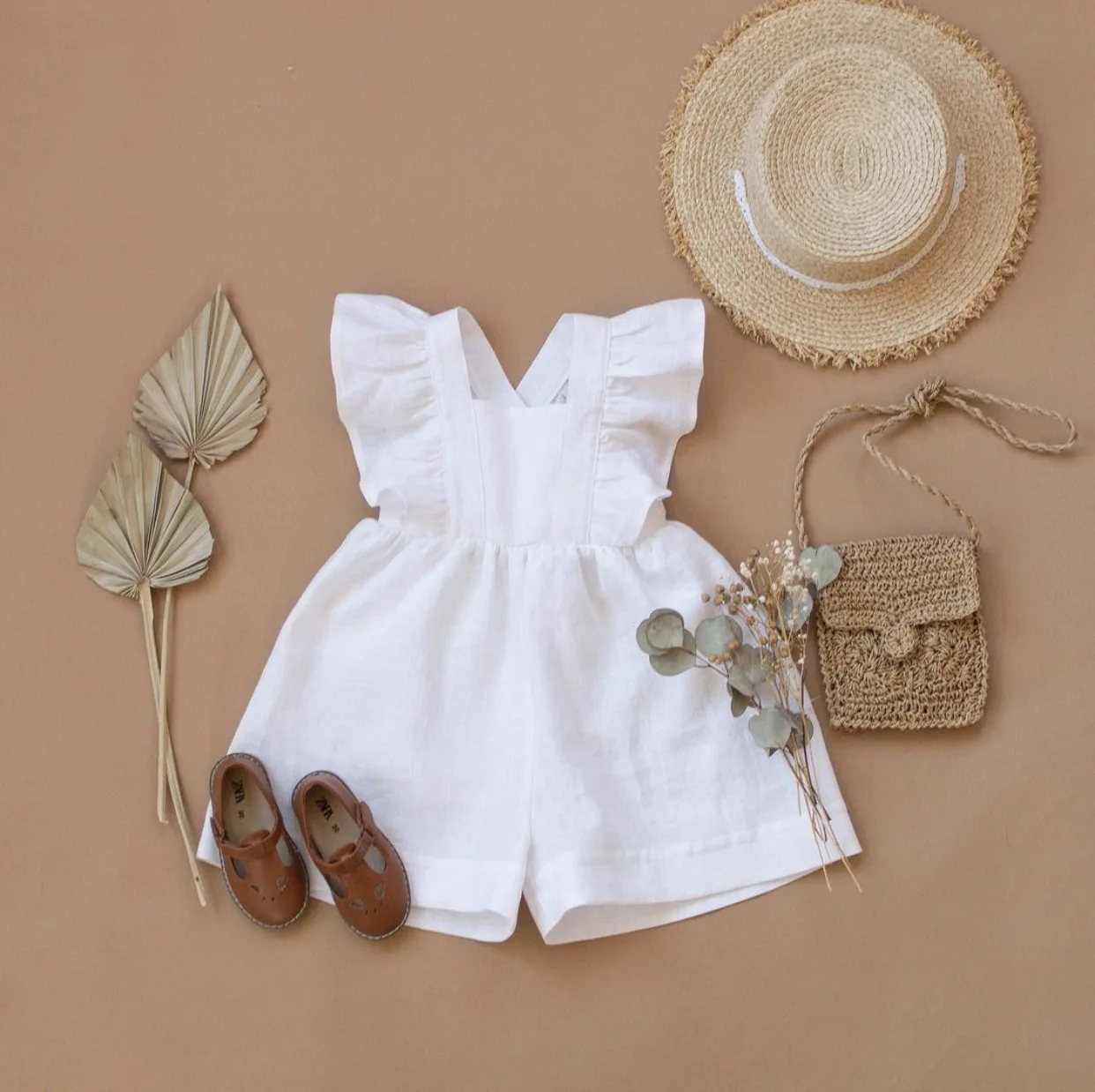 New Arrival Summer Cotton and Linen Jumpsuit For Baby Girls Ruffled Square Collar Casual Infant Newborn Romper Clothes