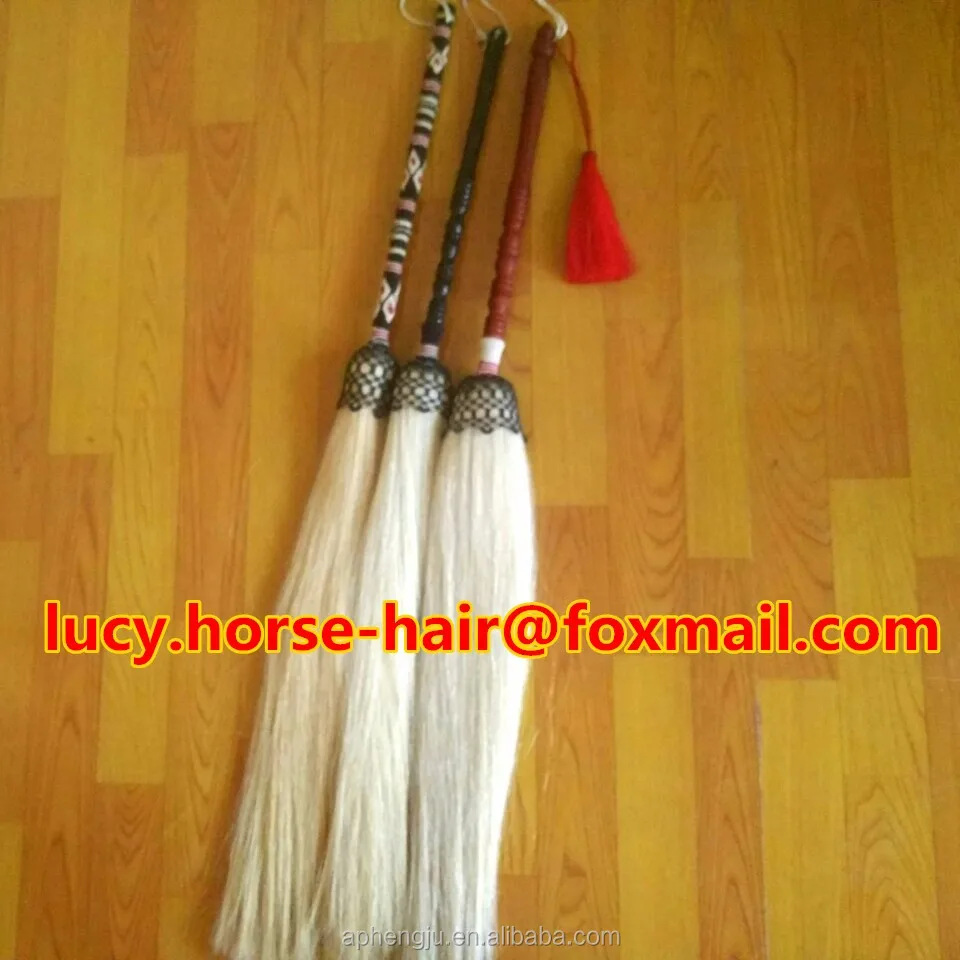 Natural pure white horse tail hair Buddha dust,Horse Hair Whisk