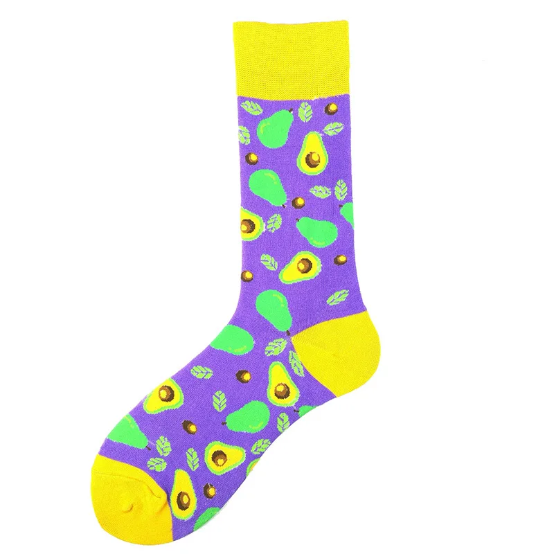 Bonypony Adorable Cute Puppy Gourmet Avocado Colorful Dogs Patterned Socks Elite Combed Cotton Crazy Novelty Dress Socks