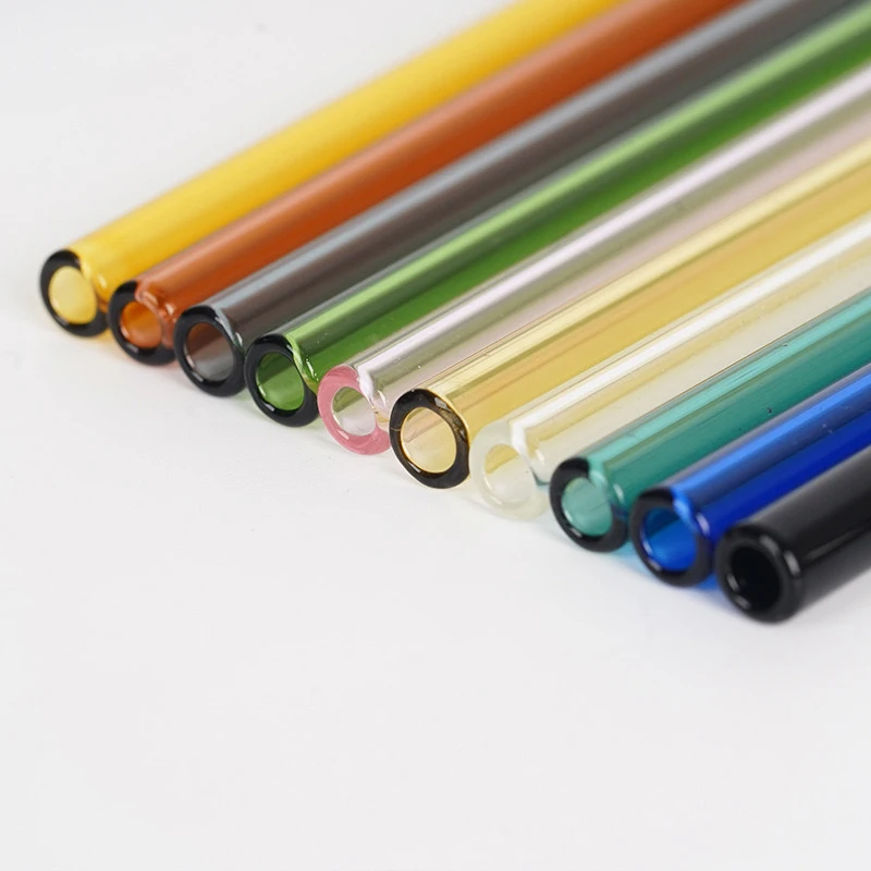 Heat-Resistant Creative Colorful Juice Straw ColorfulGlass Straw Transparent Glass Tube Lip-Protecting Straw