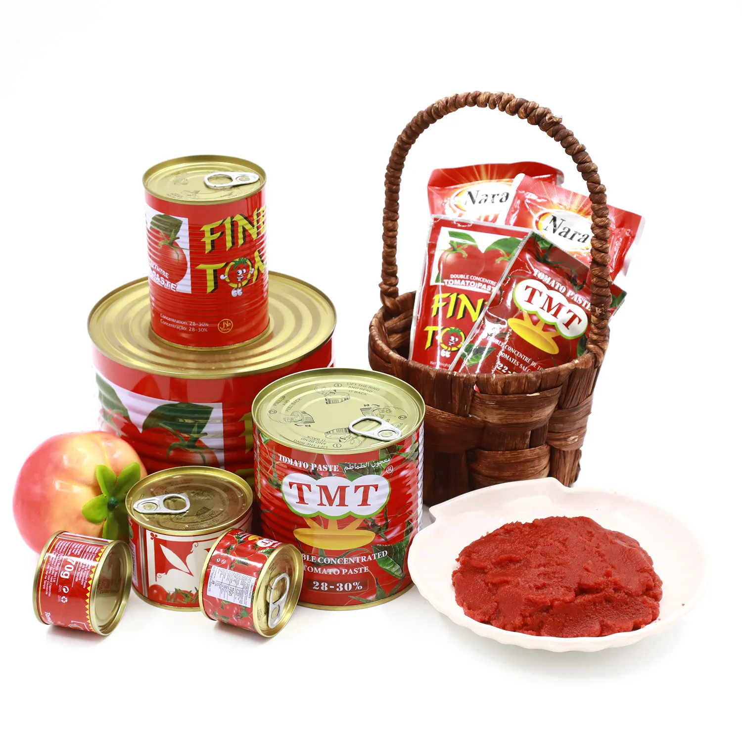 Premuin Quality Dark Red Sweet Taste Concentrated 28-30% Brix Tomato Food Paste In Tin Packing For Halal African Cook