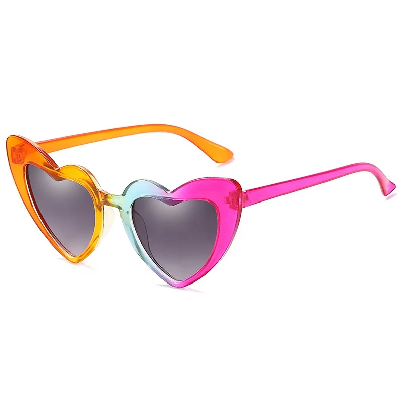 Custom logo cheap pc frame hearts shaped  love heart glasses shaped sunglasses for party