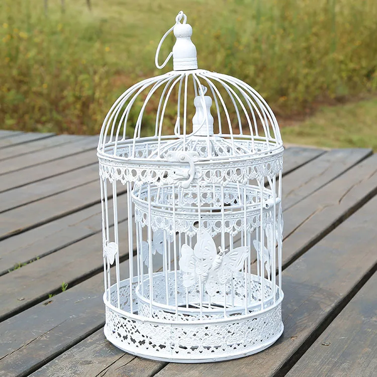 Butterfly Round Basket Iron Succulent Pot Round Bird Cage Garden Decoration