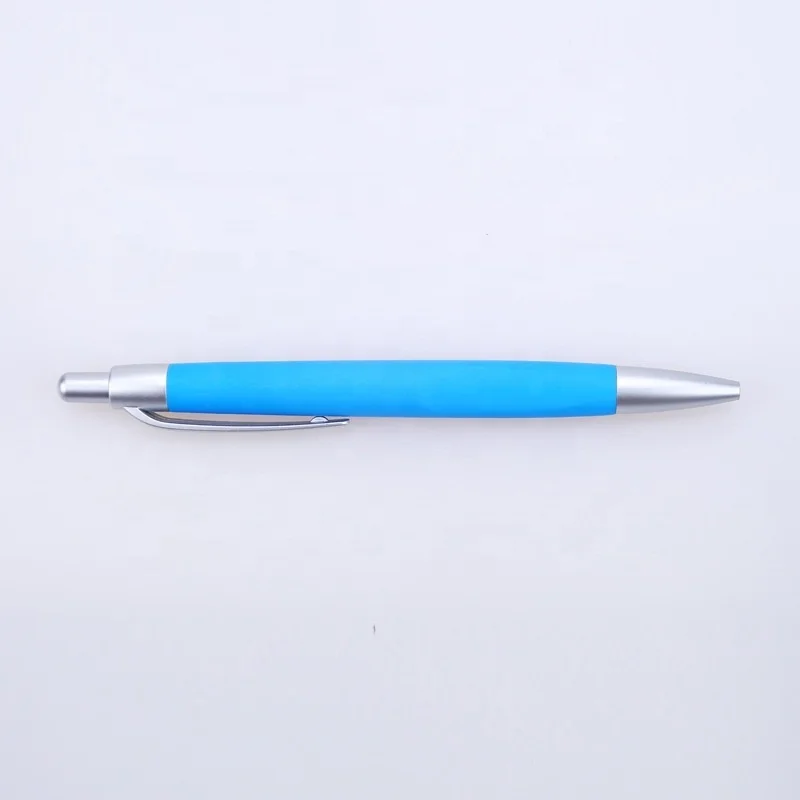 Hot stationery comfortable colorful oil based click type plastic ballpoint pen with custom logo for hotel advertising promotion