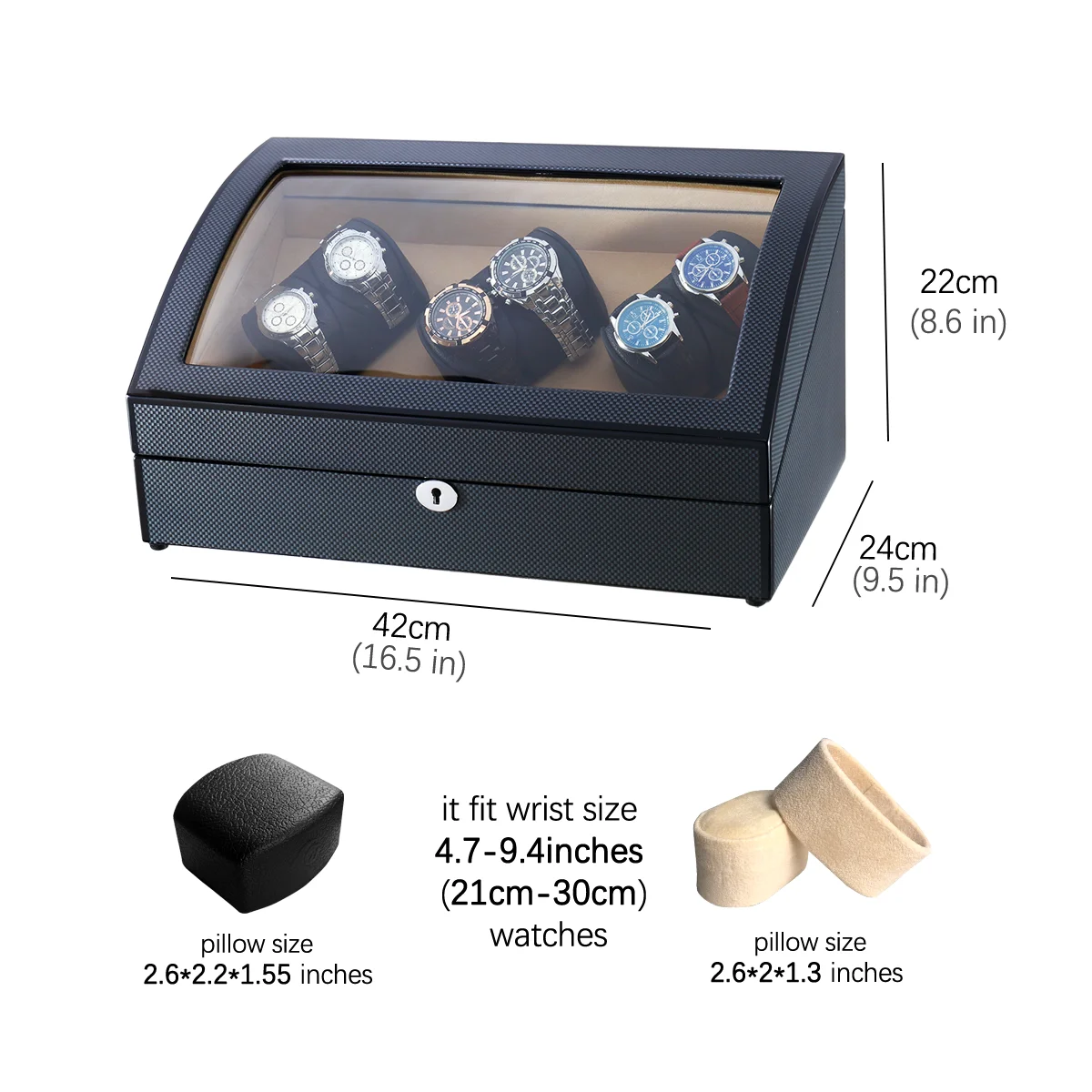 2024 New Design Modern Super Silent Stepping Motor 6+6 Watch Winder Case Wooden Box With Flexible Plush Pillow