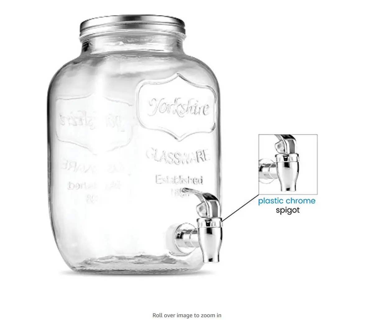 clear or decorated glass mason jar beverage juice dispenser with screw tap