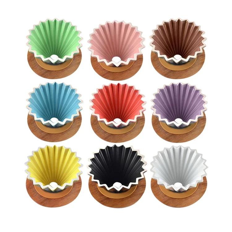 Ручная капельная чашка для кофе с керамическим фильтром и деревянным держателем