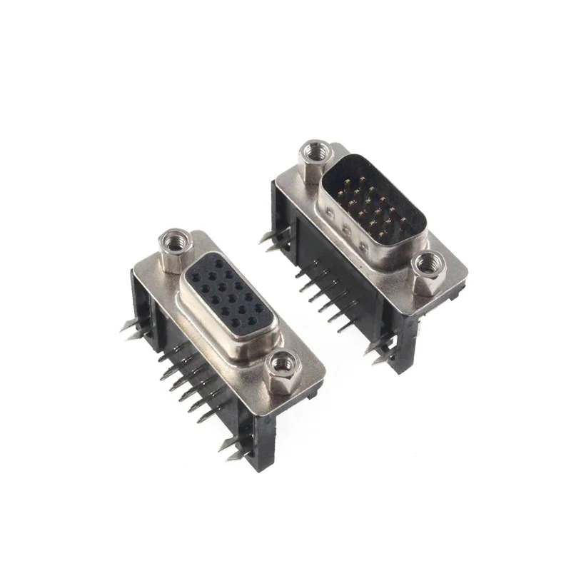 3 ряда параллельный порт DR15 Pin D Sub Female 15 Way PCB 90 градусов Разъем DB15 разъем адаптер VGA