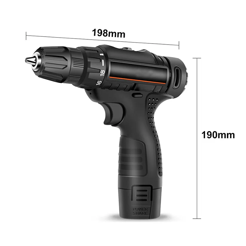 Hot Selling Rechargeable Power Tools 10mm Li-ion Battery Cordless Screwdriver Kits Lithium Electric Impact Drill Set