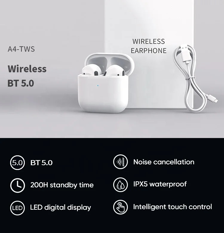 HOT SELLING Earbuds Tws Pro 4 Pro 5 Pro 6 Bt5.0 Siri Earphone Touch-controlled Earphone Wireless Earphone Pro4 Pro5 Pro6 Tws