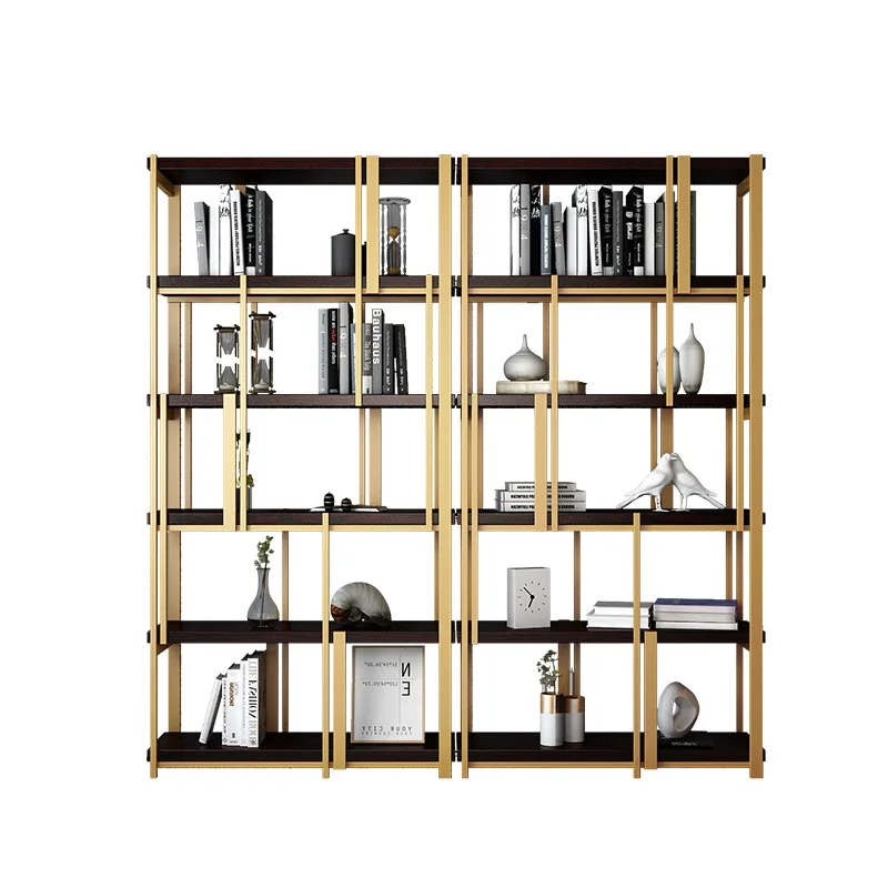 Hot Sale Black Gold Modern Metal Brushed Plated Stainless Steel Standard Bookcase
