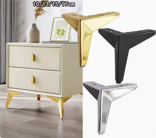 Triangle 6 Sofa T Leg for Coffee Table with Stainless Steel Iron Feet Modern L Shape Couch Office Chair Legs S Furniture Support