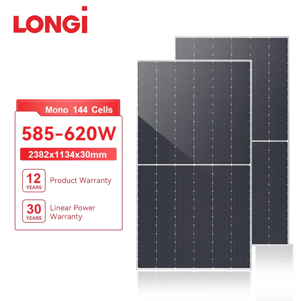 Longi Solar Panel Himo7 LR7-72HGD N-Type Double-Glass PV Module 585W 590W 595W 610W 615W 620W Half Cell Mono 600W Solar Panel