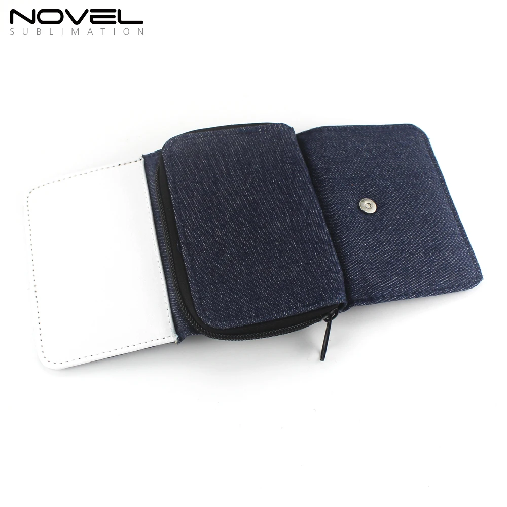 Sublimation Blank Denim Purse Jean Blue Zipper Wallet