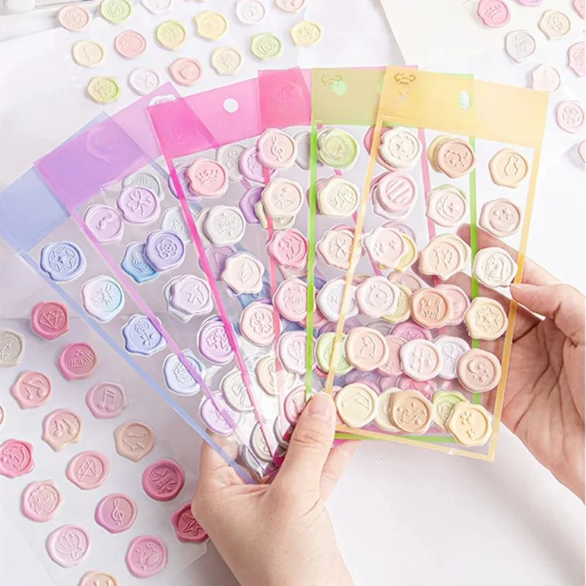 Vintage style Custom colorful 3D DIY wax seal cards scrapbook stationary envelope decorative journal planner paper stickers