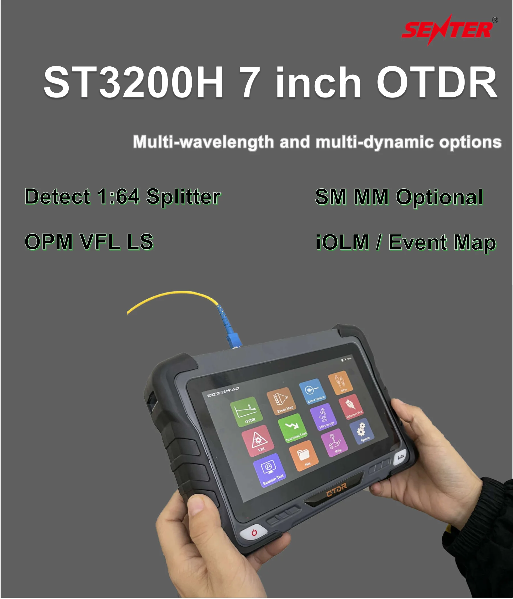 ST3200H-A сенсорный экран ftth тестер одиночно волновой оптический измеритель мощности 1310nm 1550nm 32db 30db Мини otdr